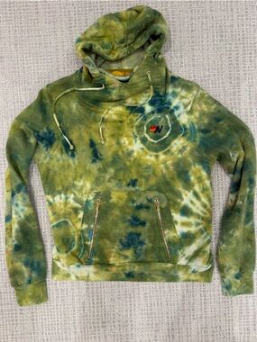 Aviator Nation Green & Blue Tie-Dye Hoodie Sweatshirt